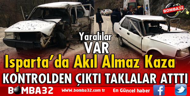 KONTROLDEN ÇIKAN OTOMOBİL TAKLA ATTI