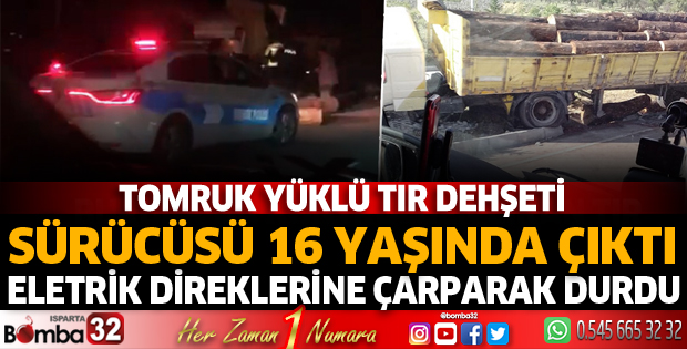 Kontrolden çıkan tır elektrik direğine çarptı