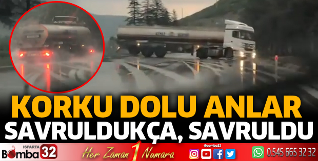 Kontrolden çıkan tır korku dolu anlar yaşattı