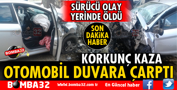 KORKUNÇ: OTOMOBİL DUVARA ÇARPTI