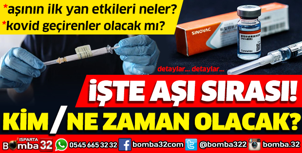 KORONAVİRÜS AŞISINI KİM NE ZAMAN OLACAK? KOVİD GEÇİRENLER AŞI OLACAK MI? YAN ETKİLERİ NELER?