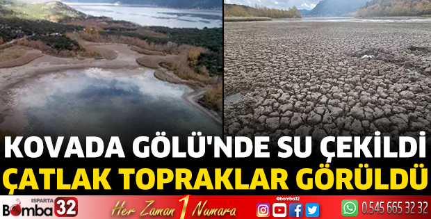 Kovada Gölü'nde su çekildi