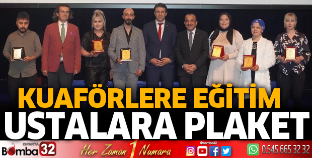 Kuaförlere eğitim ustalara plaket