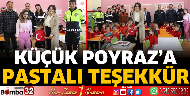 Küçük Poyraz'a pastalı teşekkür