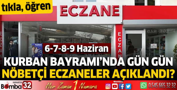 Kurban Bayramı'nda nöbetçi eczaneler belli oldu
