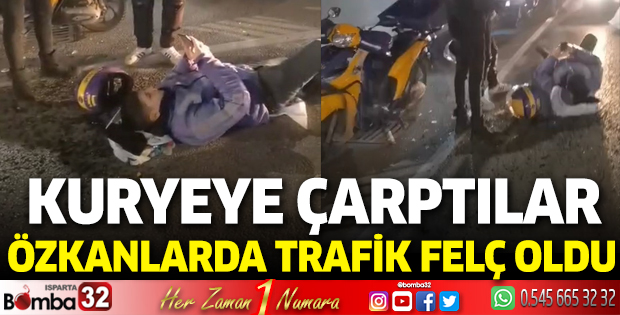 Kuryeye çarptılar  Özkanlarda trafik felç oldu 