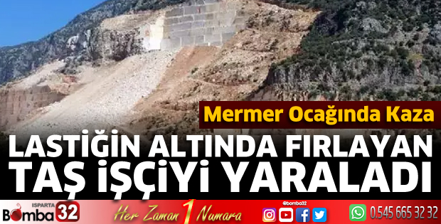 Lastiğin altında fırlayan taş işçiyi yaraladı
