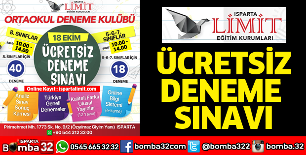LİMİT EĞİTİM KURUMLARINDAN ÜCRETSİZ DENEME SINAVI