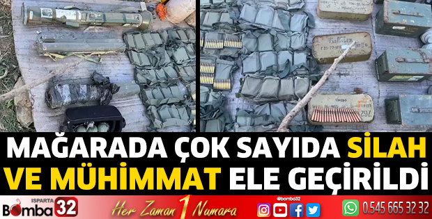 Mağarada çok sayıda silah ve mühimmat ele geçirildi