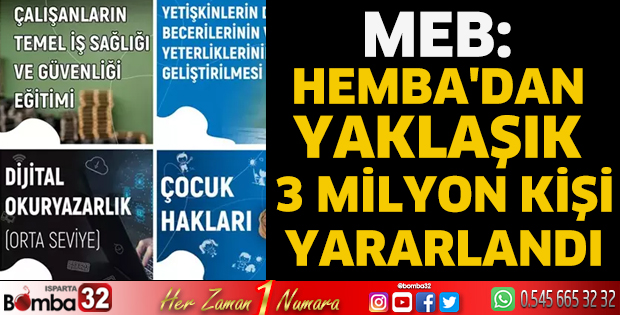 MEB: HEMBA'dan yaklaşık 3 milyon kişi yararlandı