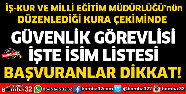 MERKEZDE İŞE ALINACAK GÜVENLİK GÖREVLİSİ İSİM LİSTESİ BELLİ 