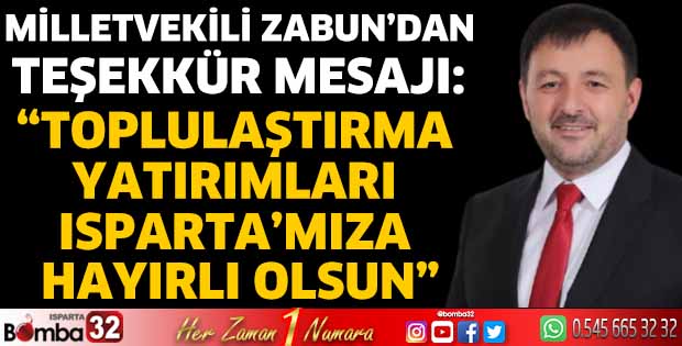 Milletvekili Zabun’dan teşekkür mesajı