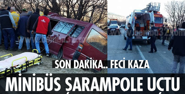 MİNİBÜS AĞACA ÇARPARAK DURABİLDİ