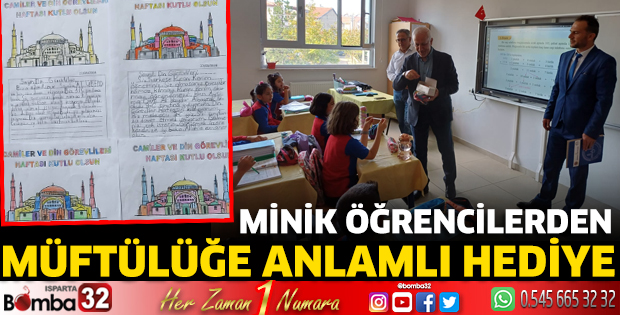 Minik öğrencilerden müftülüğe anlamlı hediye