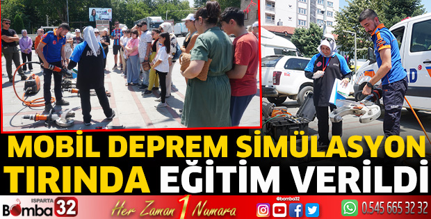 Mobil deprem simülasyon tırında eğitim verildi 