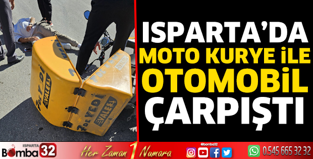 Moto kurye ile otomobil çarpıştı 