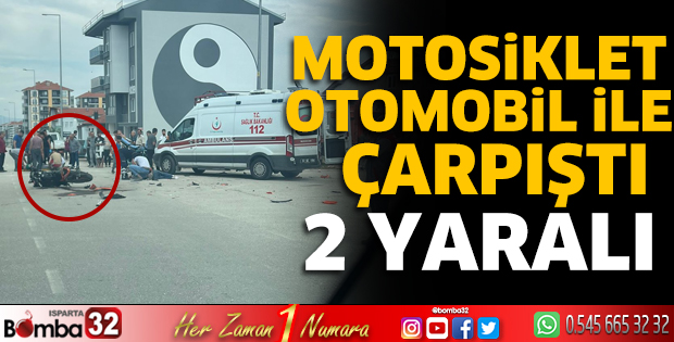 Motosiklet otomobil ile çarpıştı 2 yaralı
