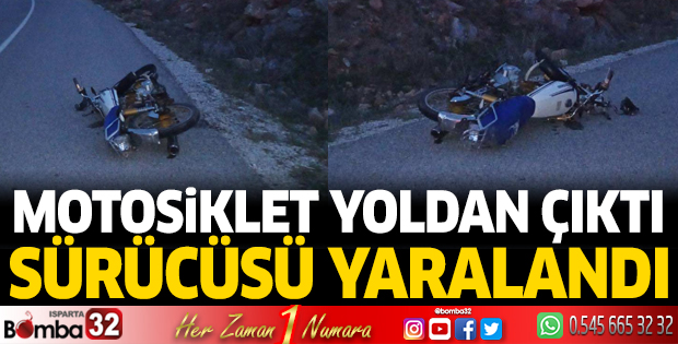 Motosiklet yoldan çıktı sürücüsü yaralandı