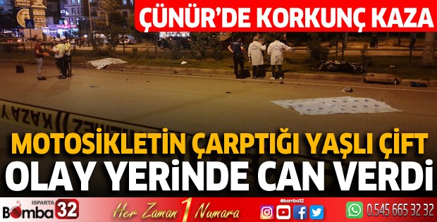 Motosikletin çarptığı yaşlı çift olay yerinde hayatını kaybetti
