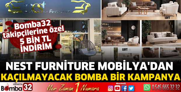 Nest Furniture Mobilya'da Bomba32 takipçilerine özel  5 Bin TL indirim 