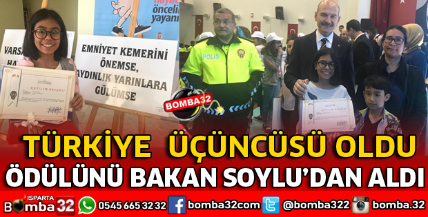 ÖDÜLÜNÜ İÇİŞLERİ BAKANI SOYLU'DAN ALDI