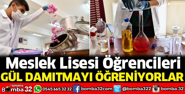 Öğrenciler gül damıtmayı öğreniyor