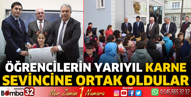 Öğrencilerin yarıyıl karne sevincine ortak oldular