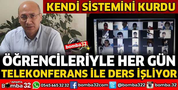 ÖĞRENCİLERİNE TELEKONFERANSTAN EĞİTİM VERİYOR
