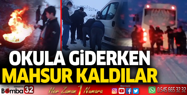 Okul servisi kar yağışı nedeniyle yolda kaldı 