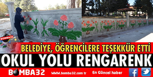 OKUL YOLU DUVARLARI BOYANDI