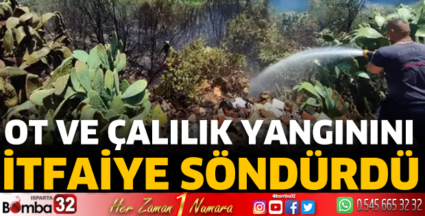 Ot ve çalılık yangınını itfaiye söndürdü