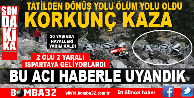 OTOMOBİL, 100 METRELİK ALANA UÇTU 2 ÖLÜ 2 YARALI 