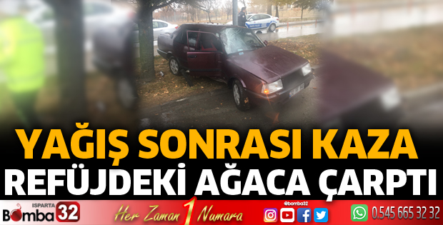 Otomobil ağaca çarptı