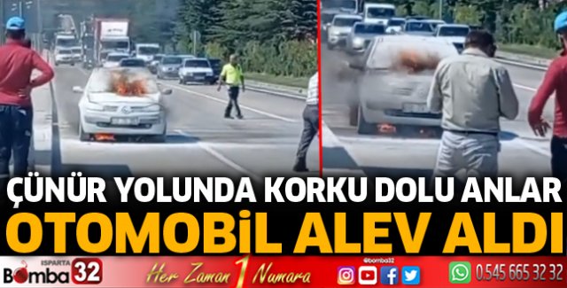 Otomobil alev aldı