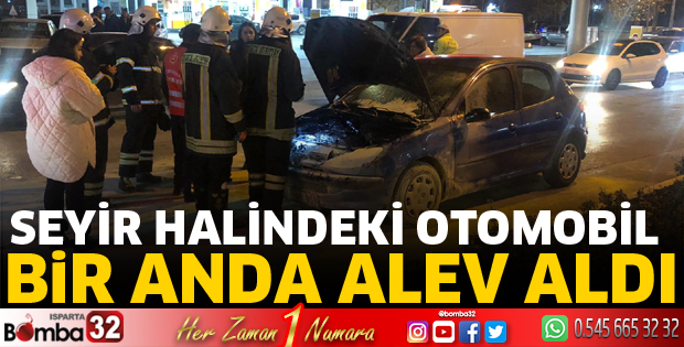 Otomobil alev aldı