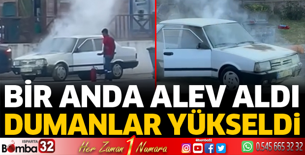 Otomobil alev aldı