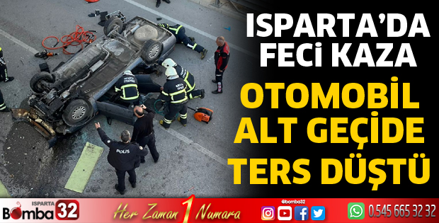 Otomobil alt geçide uçtu 1’i ağır 2 yaralı