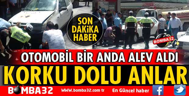 OTOMOBİL ANİDEN ALEV ALDI
