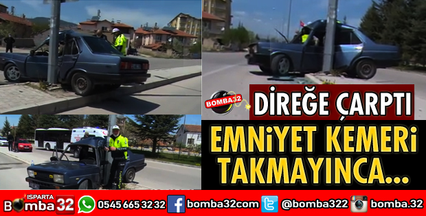 OTOMOBİL AYDINLATMA DİREĞİNE ÇARPTI