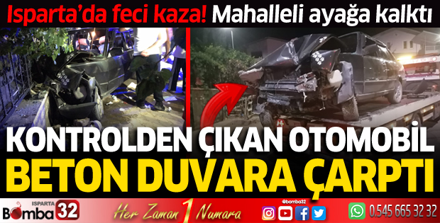 Otomobil beton duvara çarptı