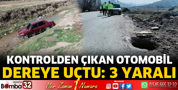 Otomobil dere yatağına uçtu
