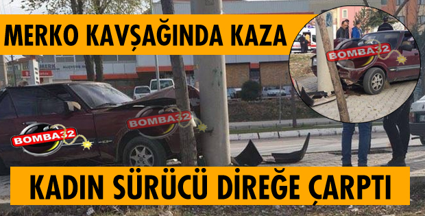 OTOMOBİL DİREĞE ÇARPARAK DURABİLDİ