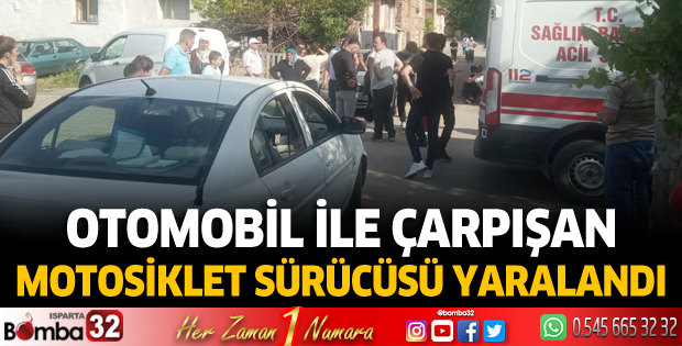 Otomobil ile çarpışan motosiklet sürücüsü yaralandı