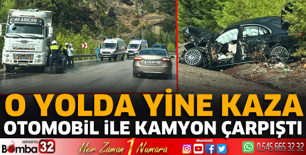 Otomobil ile kamyon çarpıştı