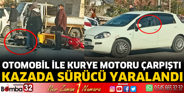 Otomobil ile kurye motoru çarpıştı