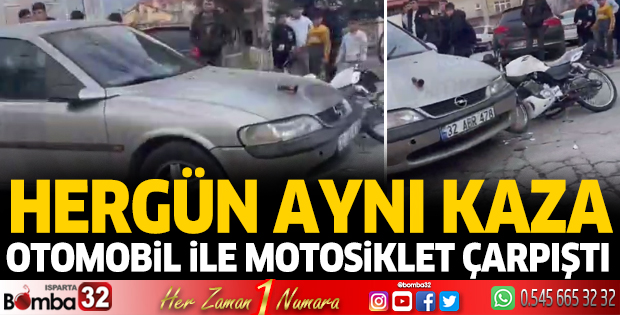 Otomobil ile motosiklet çarpıştı