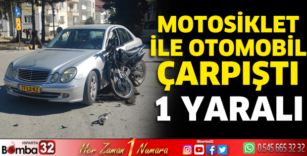 Otomobil ile motosiklet çarpıştı