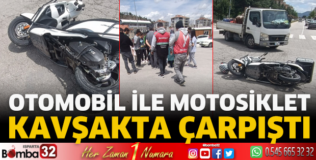 Otomobil ile motosiklet kavşakta çarpıştı 