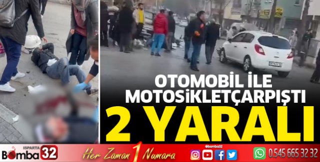 Otomobil ile motosiklet kazasında 2 yaralı