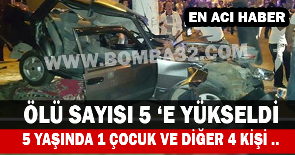 Otomobil kaldırıma çıktı: 5 ölü, 1 yaralı